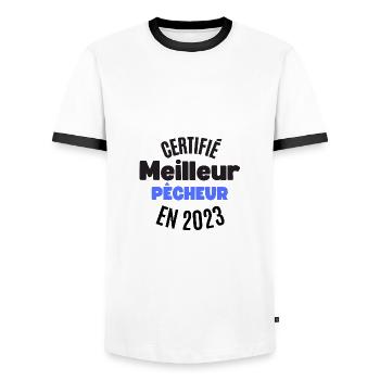 certifié meilleur pêcheur en 2023 - T-shirt contrasté Homme - blanc/noir - Devant - AI Model Female 172 light (172cm) & AI Model Male 178 dark (178cm)