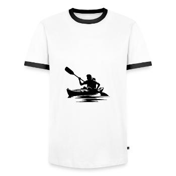 Whitewater Canoe Club Kayak Hike - Men's Ringer Shirt - white/black - Front - AI Model Female 172 light (172cm) & AI Model Male 178 dark (178cm)