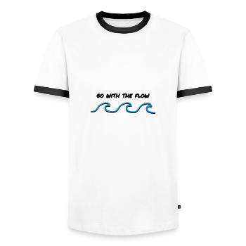 go with the flow - Männer Kontrast-T-Shirt - Weiß/Schwarz - Vorne - AI Model Female 172 light (172cm) & AI Model Male 178 dark (178cm)