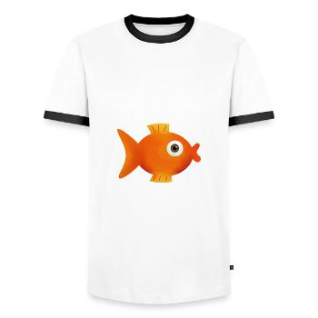 angeln, Angler, Fisch - Männer Kontrast-T-Shirt - Weiß/Schwarz - Vorne - AI Model Female 172 light (172cm) & AI Model Male 178 dark (178cm)