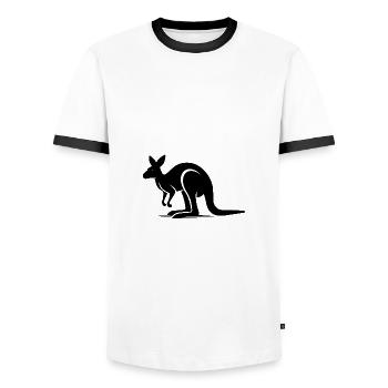 Majestic kangaroo in minimalist shape - Men's Ringer Shirt - white/black - Front - AI Model Female 172 light (172cm) & AI Model Male 178 dark (178cm)