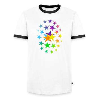 STARS asterisks many stars - Men's Ringer Shirt - white/black - Front - AI Model Female 172 light (172cm) & AI Model Male 178 dark (178cm)
