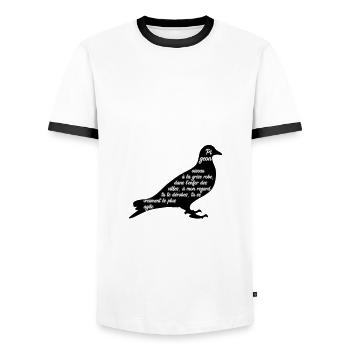 C'est arrivé près de chez vous - Poème Pigeon - T-shirt contrasté Homme - blanc/noir - Devant - AI Model Female 172 light (172cm) & AI Model Male 178 dark (178cm)