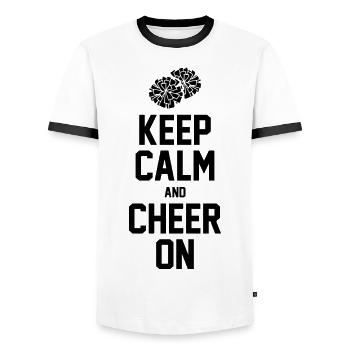 Keep Calm And Cheer On Gymnast Cheerleader Cheerle - Männer Kontrast-T-Shirt - Weiß/Schwarz - Vorne - AI Model Female 172 light (172cm) & AI Model Male 178 dark (178cm)