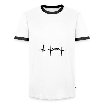 Herzschlag für lustiges Chamäleon - Männer Kontrast-T-Shirt - Weiß/Schwarz - Vorne - AI Model Female 172 light (172cm) & AI Model Male 178 dark (178cm)