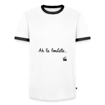 Ah la boulette - Le Dîner de cons - Réplique Culte - T-shirt contrasté Homme - blanc/noir - Devant - AI Model Female 172 light (172cm) & AI Model Male 178 dark (178cm)