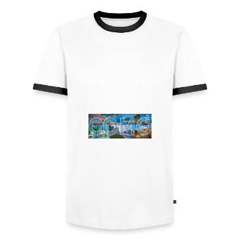 Collection Como - T-shirt contrasté Homme - blanc/noir - Devant - AI Model Female 172 light (172cm) & AI Model Male 178 dark (178cm)
