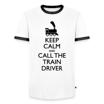Call the train driver - Männer Kontrast-T-Shirt - Weiß/Schwarz - Vorne - AI Model Female 172 light (172cm) & AI Model Male 178 dark (178cm)