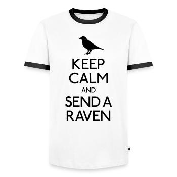 Keep Calm Raven - T-shirt contrasté Homme - blanc/noir - Devant - AI Model Female 172 light (172cm) & AI Model Male 178 dark (178cm)