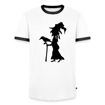 Abstrakte Hexen Silhouette - Männer Kontrast-T-Shirt - Weiß/Schwarz - Vorne - AI Model Female 172 light (172cm) & AI Model Male 178 dark (178cm)