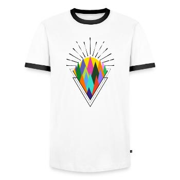 Sonnenaufgang Natur - Männer Kontrast-T-Shirt - Weiß/Schwarz - Vorne - AI Model Female 172 light (172cm) & AI Model Male 178 dark (178cm)