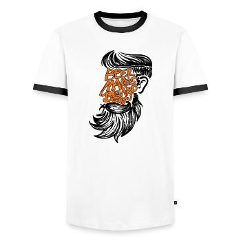 Déclaration de barbe humoristique Porteur de barbe complète - T-shirt contrasté Homme - blanc/noir - Devant - AI Model Female 172 light (172cm) & AI Model Male 178 dark (178cm)