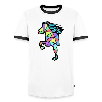 Cool Polygon Horses Icelandic Horses Horse Love - Men's Ringer Shirt - white/black - Front - AI Model Female 172 light (172cm) & AI Model Male 178 dark (178cm)