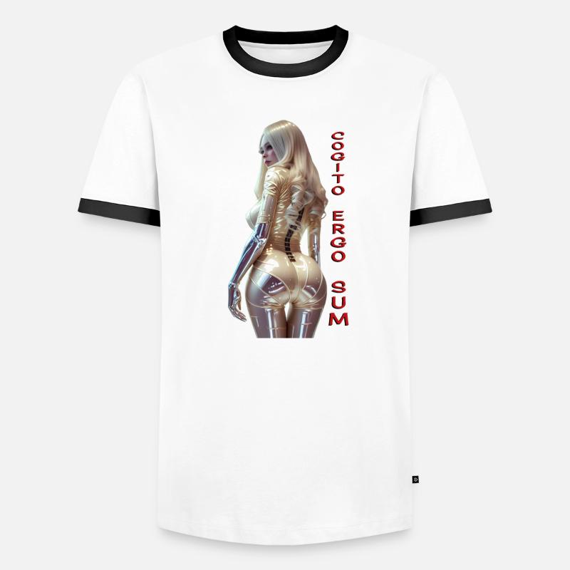Cogito 01 (mit Text) - Männer Kontrast-T-Shirt - Weiß/Schwarz