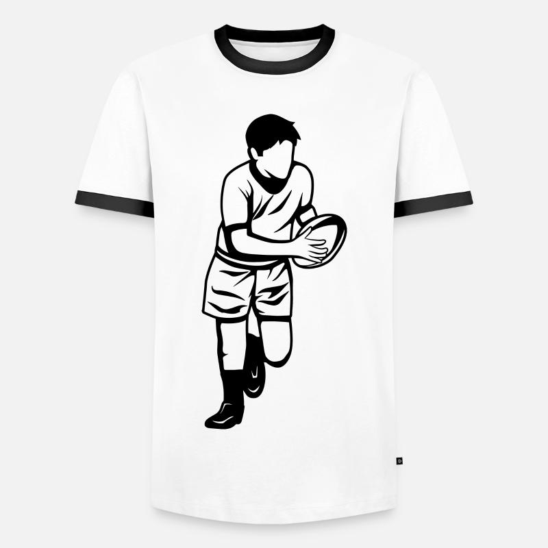 Rugby Junge - Männer Kontrast-T-Shirt - Weiß/Schwarz