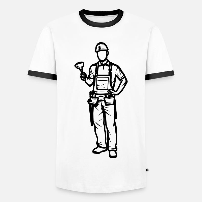 Klempner Junge - Männer Kontrast-T-Shirt - Weiß/Schwarz