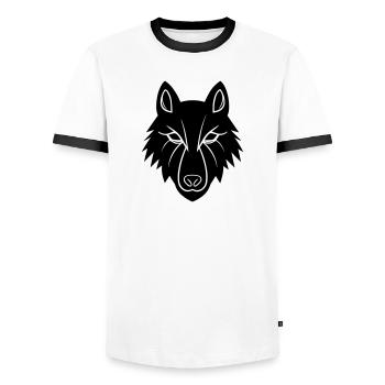 Loup - T-shirt contrasté Homme - blanc/noir - Devant - AI Model Female 172 light (172cm) & AI Model Male 178 dark (178cm)