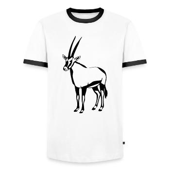 Oryx - Antilope - Männer Kontrast-T-Shirt - Weiß/Schwarz - Vorne - AI Model Female 172 light (172cm) & AI Model Male 178 dark (178cm)