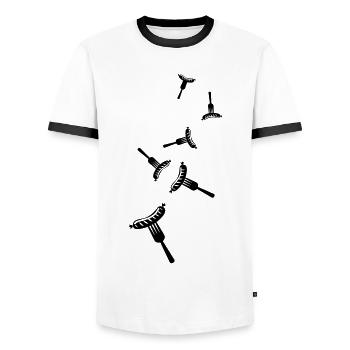 Icône de la viande Bratwurst - T-shirt contrasté Homme - blanc/noir - Devant - AI Model Female 172 light (172cm) & AI Model Male 178 dark (178cm)