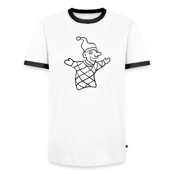 kasperle - Kasperletheater - line - Männer Kontrast-T-Shirt - Weiß/Schwarz - Vorne - AI Model Female 172 light (172cm) & AI Model Male 178 dark (178cm)