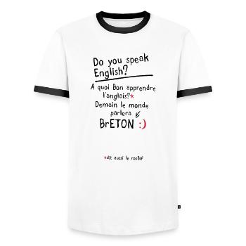 humour citation breton speak anglais - T-shirt contrasté Homme - blanc/noir - Devant - AI Model Female 172 light (172cm) & AI Model Male 178 dark (178cm)