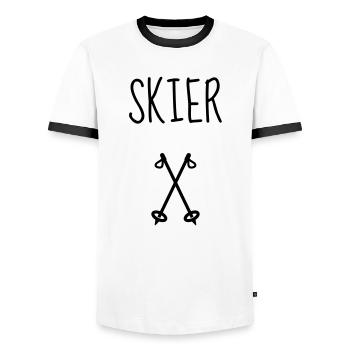 Skifahren Skifahrer Sport Ski Spieler - Männer Kontrast-T-Shirt - Weiß/Schwarz - Vorne - AI Model Female 172 light (172cm) & AI Model Male 178 dark (178cm)