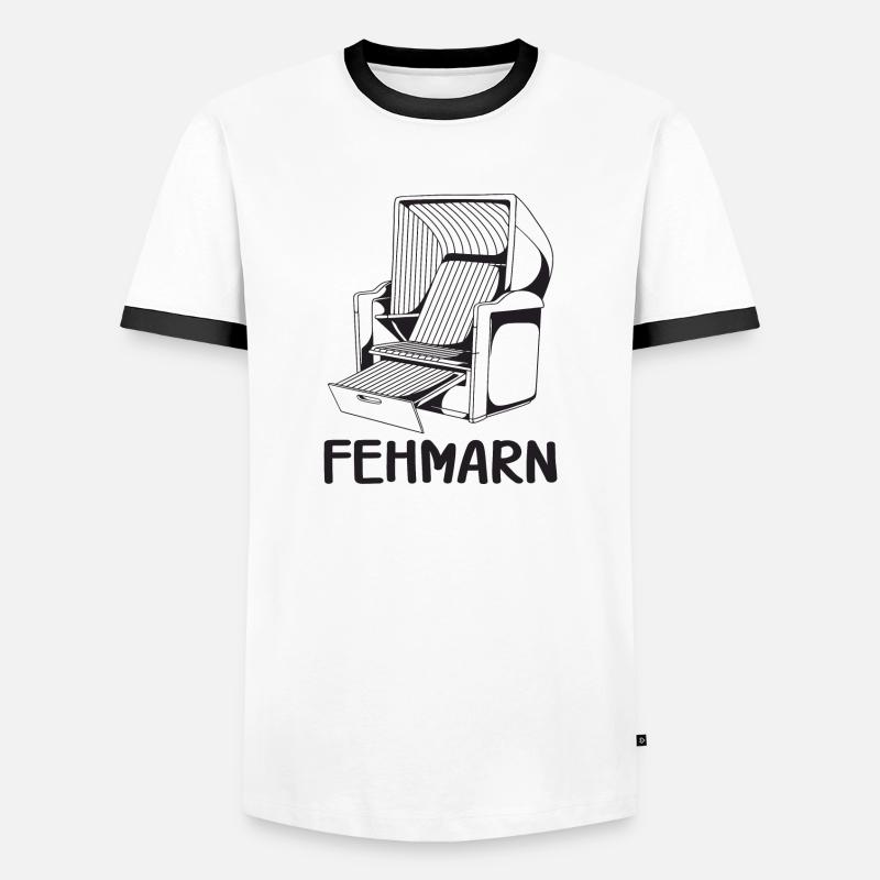 FEHMARN STRANDKORB - Männer Kontrast-T-Shirt - Weiß/Schwarz