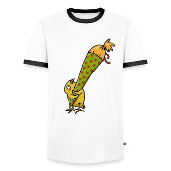 Chicks with school cone - Men's Ringer Shirt - white/black - Front - AI Model Female 172 light (172cm) & AI Model Male 178 dark (178cm)