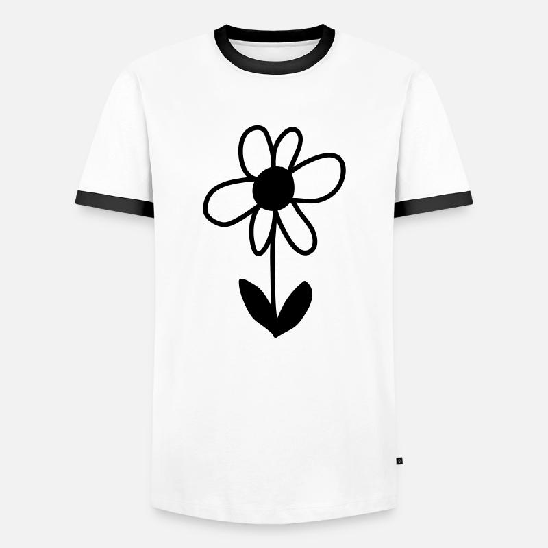Blümchen (mono) - Männer Kontrast-T-Shirt - Weiß/Schwarz