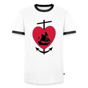 glauben hoffnung lieb - Männer Kontrast-T-Shirt - Weiß/Schwarz - Vorne - AI Model Female 172 light (172cm) & AI Model Male 178 dark (178cm)