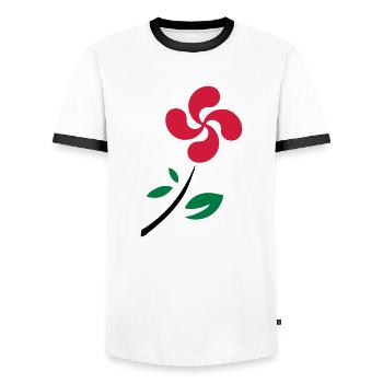 Fleur Basque - T-shirt contrasté Homme - blanc/noir - Devant - AI Model Female 172 light (172cm) & AI Model Male 178 dark (178cm)