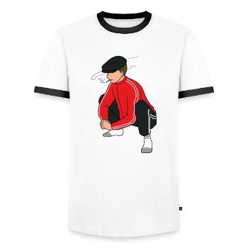 Gopnik PNG - T-shirt contrasté Homme - blanc/noir - Devant - AI Model Female 172 light (172cm) & AI Model Male 178 dark (178cm)