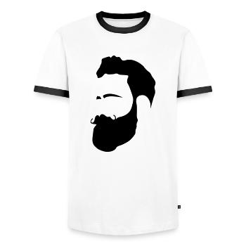 Mann mit Bart - Männer Kontrast-T-Shirt - Weiß/Schwarz - Vorne - AI Model Female 172 light (172cm) & AI Model Male 178 dark (178cm)