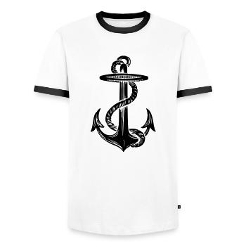 Schwarzer Anker - Black Anchor - Männer Kontrast-T-Shirt - Weiß/Schwarz - Vorne - AI Model Female 172 light (172cm) & AI Model Male 178 dark (178cm)