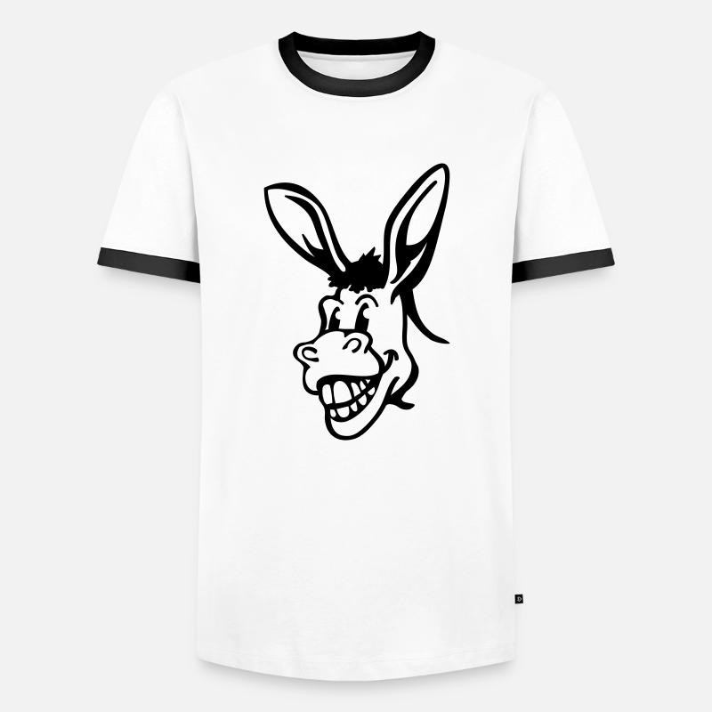 esel_t1 - Men's Ringer Shirt - white/black
