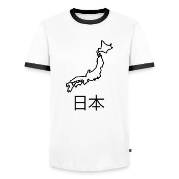 japan_2 - Men's Ringer Shirt - white/black - Front - AI Model Female 172 light (172cm) & AI Model Male 178 dark (178cm)