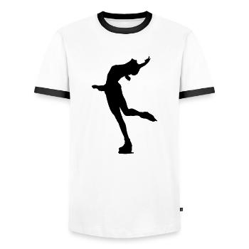 Eislaufen Schlittschuhe - Männer Kontrast-T-Shirt - Weiß/Schwarz - Vorne - AI Model Female 172 light (172cm) & AI Model Male 178 dark (178cm)