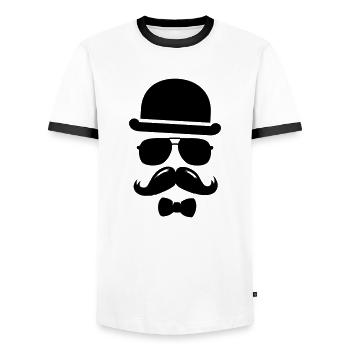 Cool swag hipster moustache boss man father - T-shirt contrasté Homme - blanc/noir - Devant - AI Model Female 172 light (172cm) & AI Model Male 178 dark (178cm)