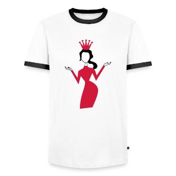 frau - Männer Kontrast-T-Shirt - Weiß/Schwarz - Vorne - AI Model Female 172 light (172cm) & AI Model Male 178 dark (178cm)