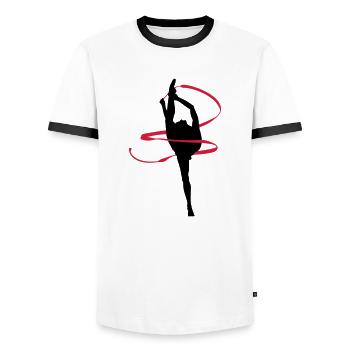 Rhythmische Sportgymnastik - Männer Kontrast-T-Shirt - Weiß/Schwarz - Vorne - AI Model Female 172 light (172cm) & AI Model Male 178 dark (178cm)