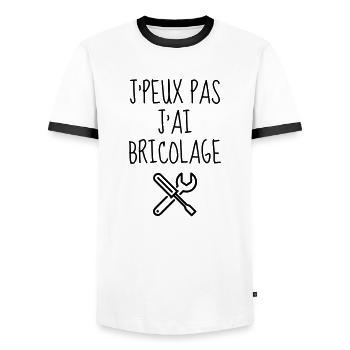 Bricolage / Basteln / Handwerker / DIY - Männer Kontrast-T-Shirt - Weiß/Schwarz - Vorne - AI Model Female 172 light (172cm) & AI Model Male 178 dark (178cm)