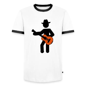 guitare cow-boy - T-shirt contrasté Homme - blanc/noir - Devant - AI Model Female 172 light (172cm) & AI Model Male 178 dark (178cm)
