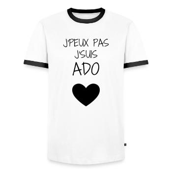 Teenager Teen Ado Jugendlicher Kid Enfant Kind - Men's Ringer Shirt - white/black - Front - AI Model Female 172 light (172cm) & AI Model Male 178 dark (178cm)