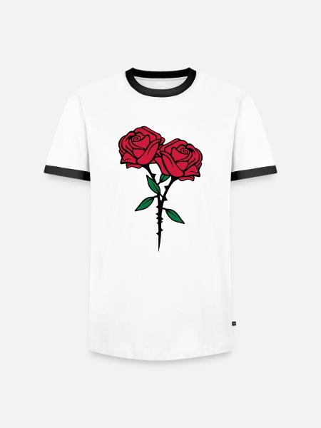roses flowers - Männer Kontrast-T-Shirt - Weiß/Schwarz