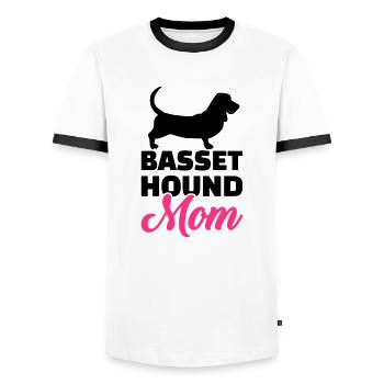 Basset Hound - Männer Kontrast-T-Shirt - Weiß/Schwarz - Vorne - AI Model Female 172 light (172cm) & AI Model Male 178 dark (178cm)