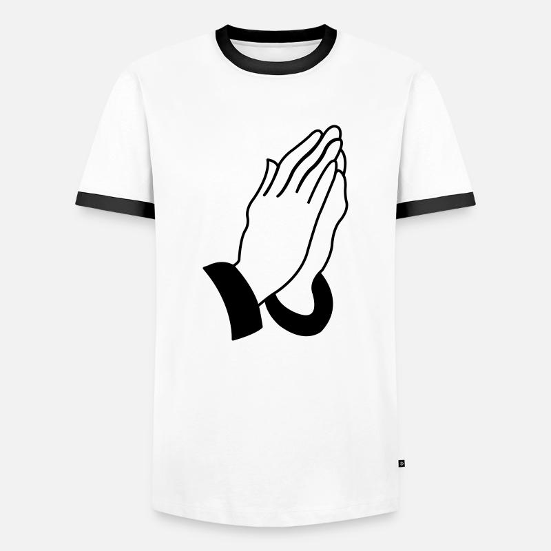 praying_hands_001 - Men's Ringer Shirt - white/black