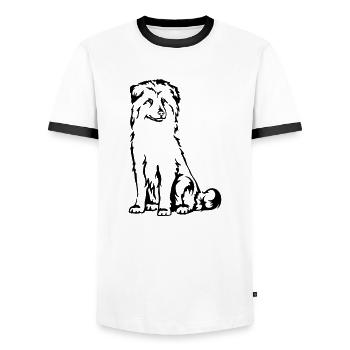 Berger des Pyrénées - T-shirt contrasté Homme - blanc/noir - Devant - AI Model Female 172 light (172cm) & AI Model Male 178 dark (178cm)