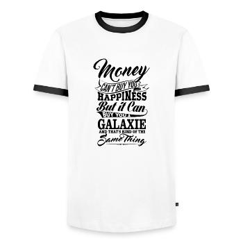 MONEY AND GALAXIE B - Men's Ringer Shirt - white/black - Front - AI Model Female 172 light (172cm) & AI Model Male 178 dark (178cm)