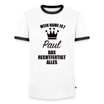Paul Name Vorname Geschenk - Männer Kontrast-T-Shirt - Weiß/Schwarz - Vorne - AI Model Female 172 light (172cm) & AI Model Male 178 dark (178cm)