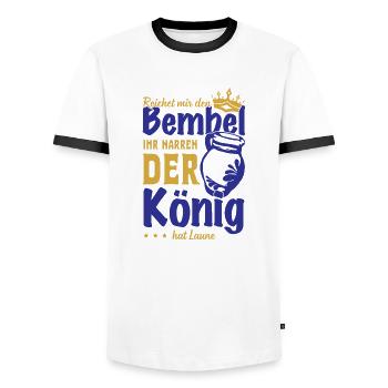 König Äppelwoi Apfelwein Hessen Hessisch Babbel - Männer Kontrast-T-Shirt - Weiß/Schwarz - Vorne - AI Model Female 172 light (172cm) & AI Model Male 178 dark (178cm)